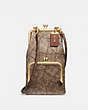 COACH®,DOUBLE FRAME CROSSBODY WITH SIGNATURE PATCHWORK,Coated Canvas,Brass/Tan Light Tan,Front View