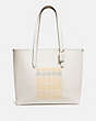 COACH®,HIGHLINE TOTE WITH COACH PRINT,pusplitleather,Large,Gold/Chalk,Front View