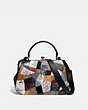 COACH®,FRAME BAG WITH PATCHWORK,Leather,Medium,Pewter/Tan Black Multi,Front View