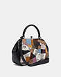 COACH®,FRAME BAG WITH PATCHWORK,Leather,Medium,Pewter/Tan Black Multi,Angle View