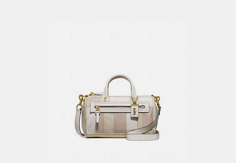 COACH®,SHUFFLE IN COLORBLOCK,Leather,Large,Brass/Ivory Multi,Front View