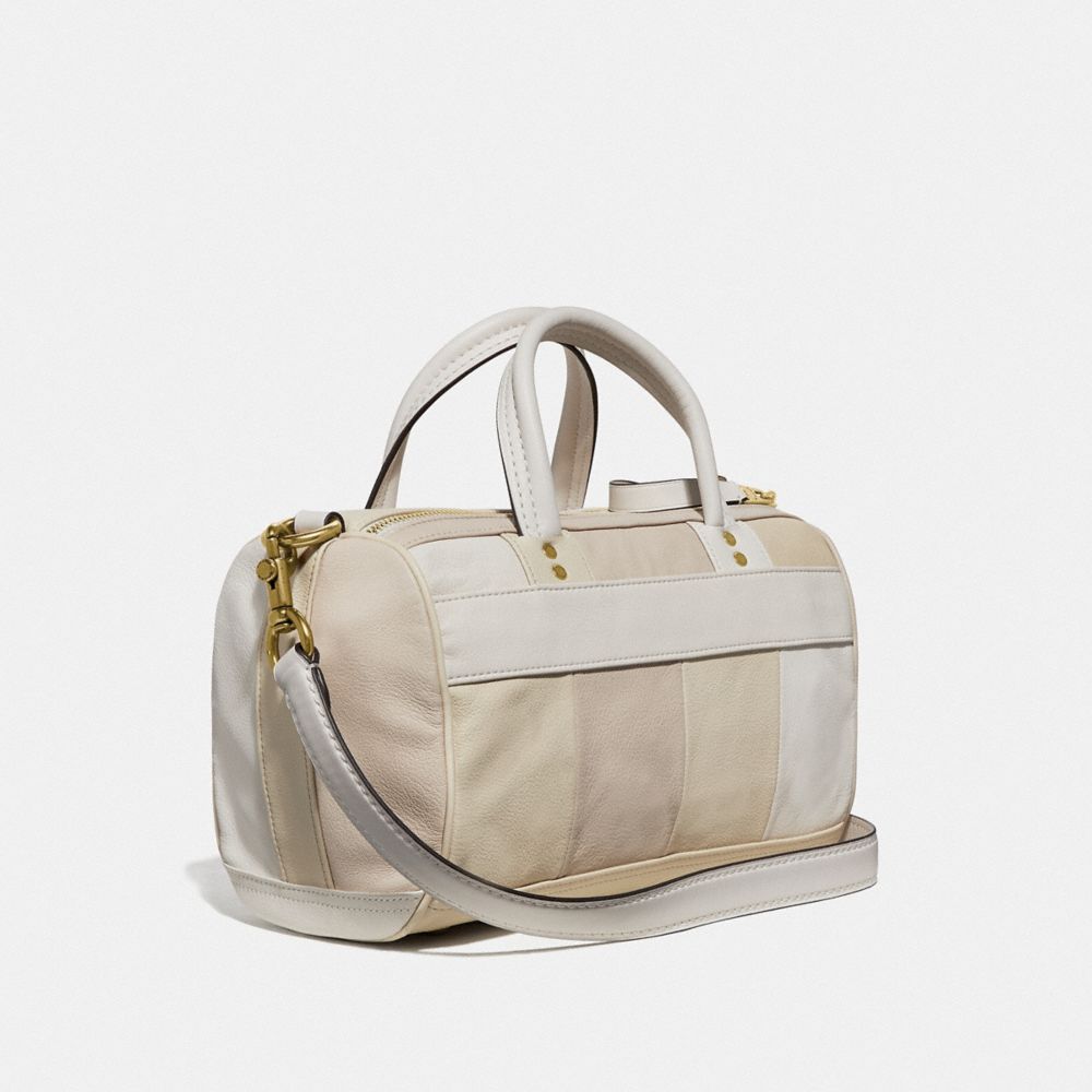 COACH®,SHUFFLE IN COLORBLOCK,Leather,Large,Brass/Ivory Multi,Angle View