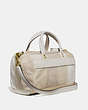 COACH®,SHUFFLE IN COLORBLOCK,Leather,Large,Brass/Ivory Multi,Angle View