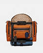 COACH®,RIDGE BACKPACK IN SIGNATURE CANVAS WITH COACH PATCH,Coated Canvas,Large,Black Copper/Khaki,Front View