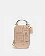 COACH®,COACH X JEAN-MICHEL BASQUIAT ALIE CAMERA BAG,Leather,Mini,Brass/Ivory,Front View