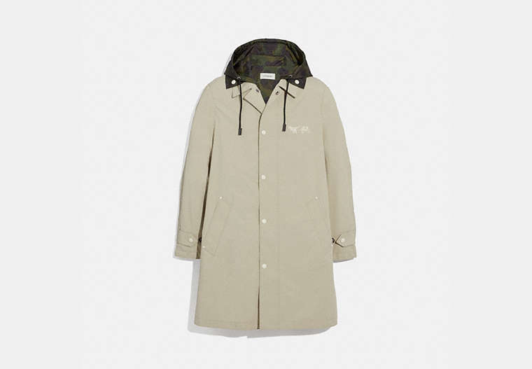 COACH®,REXY AND CARRIAGE COAT WITH HOOD,n/a,STONE,Front View