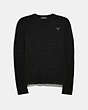 COACH®,REXY PATCH CREWNECK SWEATER,n/a,Black,Front View