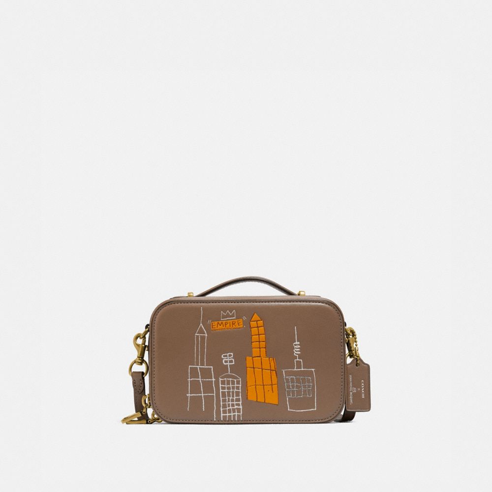 COACH®,COACH X JEAN-MICHEL BASQUIAT ALIE BELT BAG,Leather,Mini,Brass/Elm,Front View