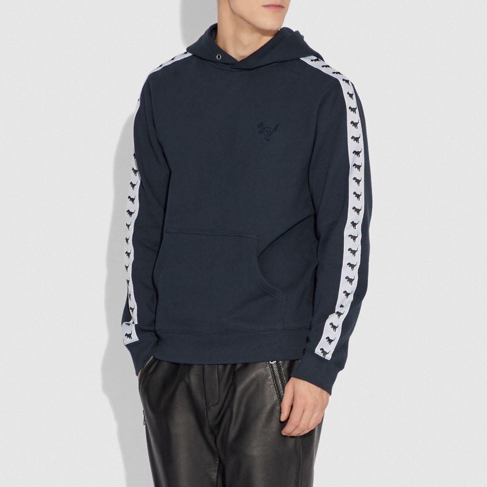 COACH®,REXY TAPE HOODIE,cotton,Dark Blue,Scale View