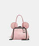 COACH®,DISNEY X COACH MINNIE MOUSE KISSLOCK BAG,Glovetanned Leather,Mini,Pewter/Blossom,Front View