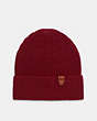 COACH®,KNIT BEANIE,wool,CHERRY,Front View