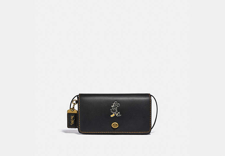 COACH®,DISNEY X COACH DINKY,Leather,Small,Brass/Black,Front View