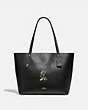 COACH®,DISNEY X COACH MARKET TOTE WITH DISNEY MOTIF,Leather,Large,Brass/Black,Front View