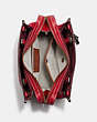 COACH®,DISNEY X COACH ROGUE 25 WITH PATCHES,Pebble Leather/Smooth Leather,Medium,Pewter/1941 Red,Inside View,Top View