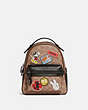 COACH®,DISNEY X COACH CAMPUS BACKPACK 23 IN SIGNATURE CANVAS WITH DISNEY PATCHES,pvc,Medium,Pewter/Tan Black Multi,Front View