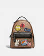 COACH®,DISNEY X COACH CAMPUS BACKPACK IN SIGNATURE CANVAS WITH PATCHES,pvc,Large,Pewter/Tan Black Multi,Front View