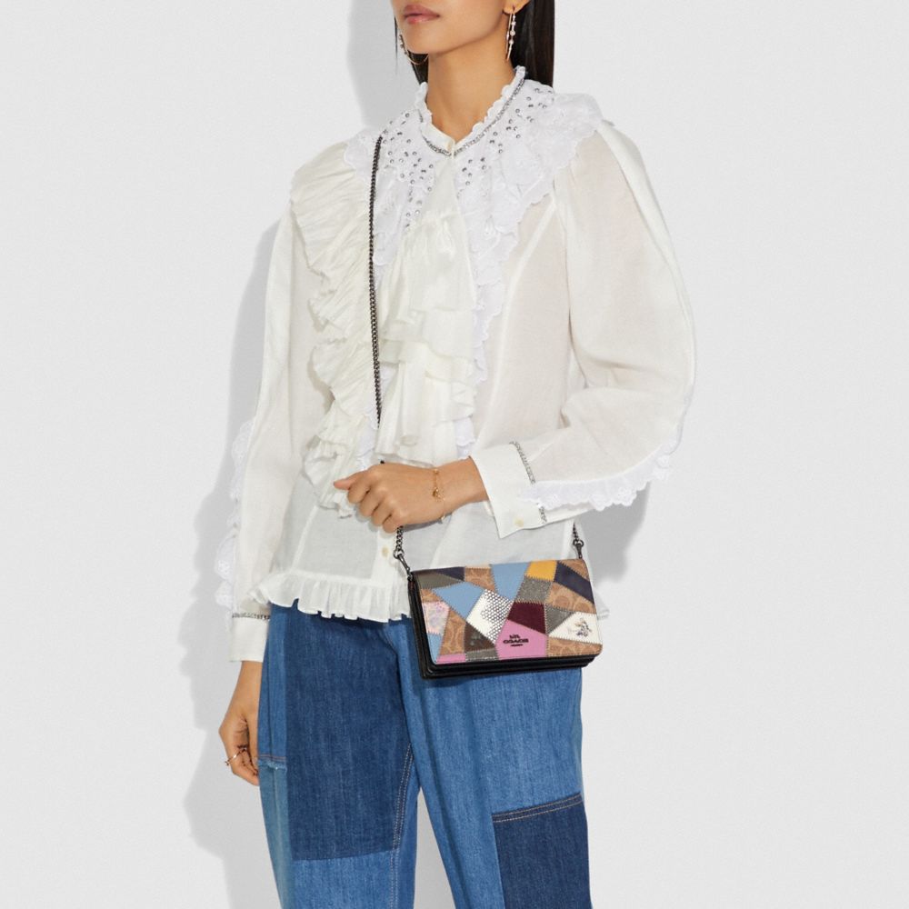 Callie Foldover Chain Clutch With Signature Patchwork