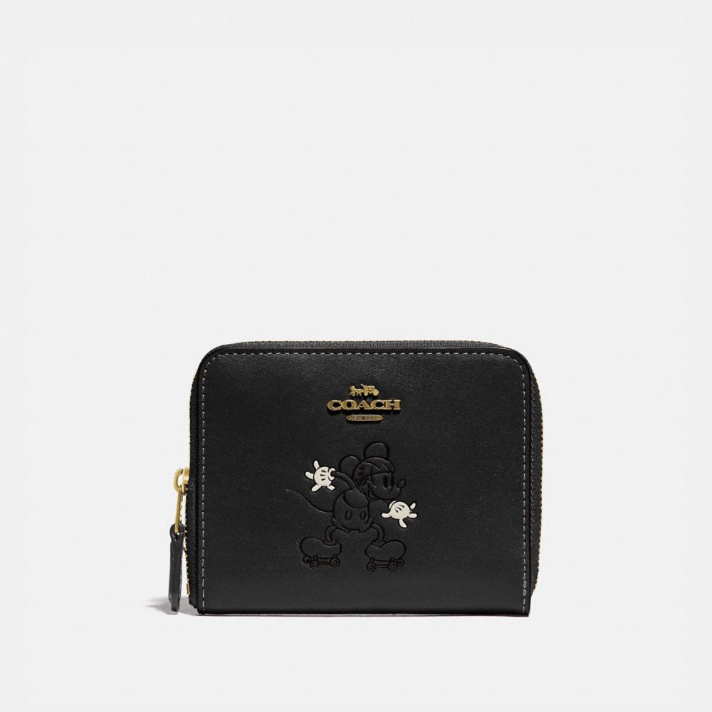 COACH x DISNEY Collaboration Mickey Mouse Big Smile Face Zip Wallet Black  Outlet