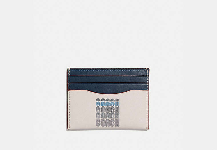 COACH®,CARD CASE WITH COACH PRINT,Leather,Chalk,Front View image number 0
