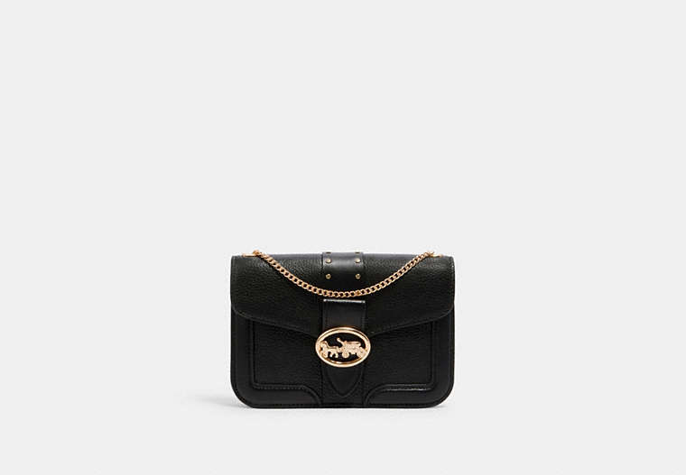 COACH®,GEORGIE CROSSBODY WITH RIVETS,Leather,Small,Gold/Black,Front View