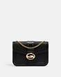 COACH®,GEORGIE CROSSBODY WITH RIVETS,Leather,Small,Gold/Black,Front View