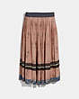 COACH®,TULIP PRINT PLEATED SKIRT,Mixed Material,Nude Pink,Front View