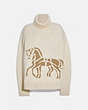 COACH®,HORSE AND CARRIAGE SWEATER,Wool/Cashmere,Cream,Front View
