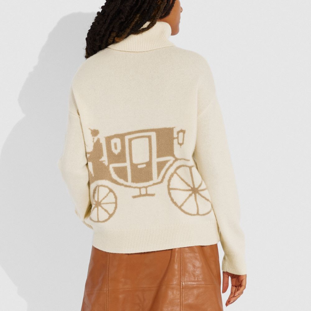 COACH®,HORSE AND CARRIAGE SWEATER,Wool/Cashmere,Cream,Scale View