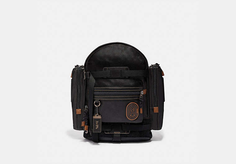 COACH®,RIDGE BACKPACK WITH COACH PATCH,Leather,Large,Black Copper/Black,Front View image number 0