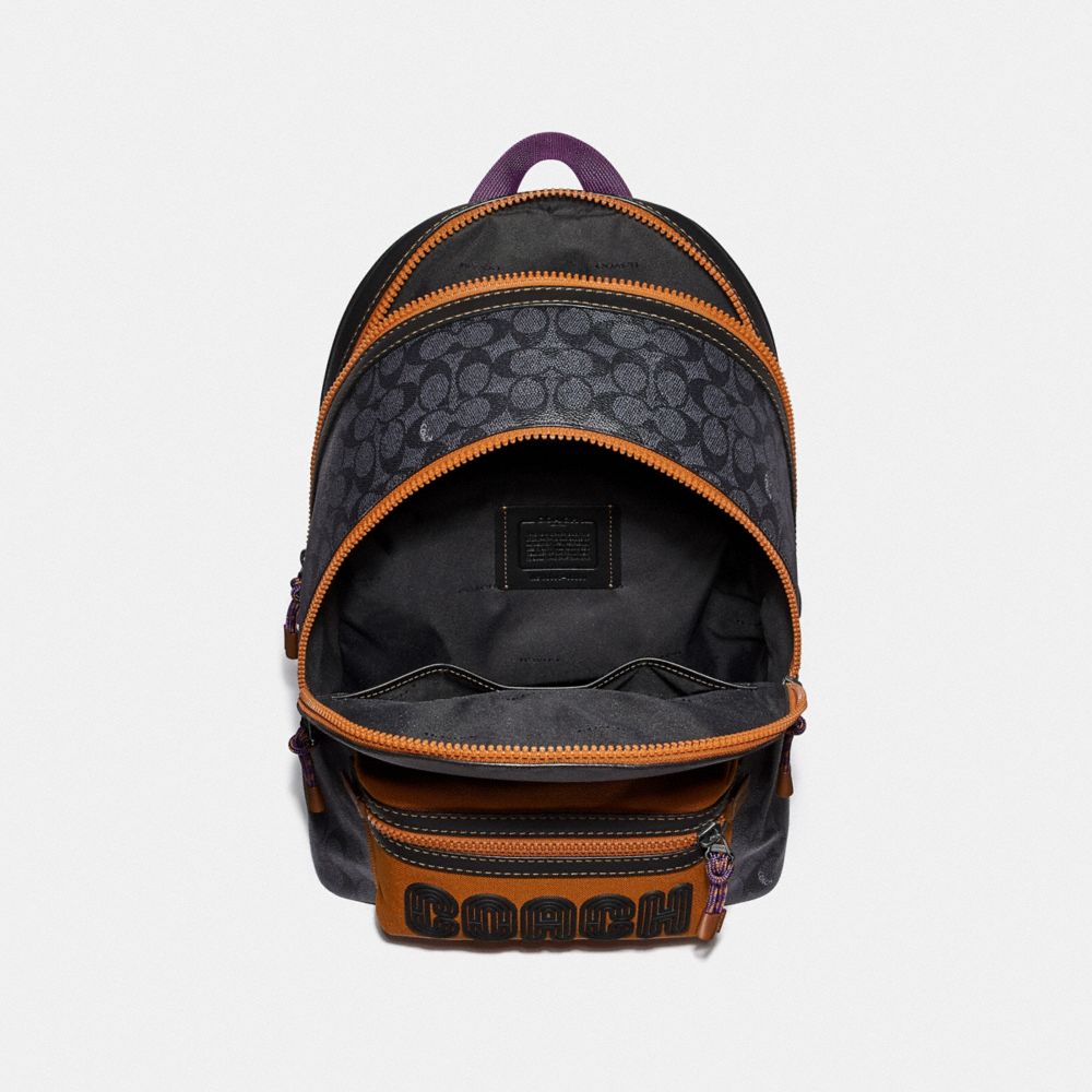 COACH®,Academy Backpack In Signature Canvas With Coach Print,,Inside View,Top View