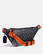 COACH®,RIVINGTON BELT BAG IN SIGNATURE CANVAS WITH COACH PRINT,Small,Black Copper/Charcoal,Angle View