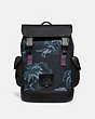 COACH®,RIVINGTON BACKPACK WITH PALM TREE PRINT,Mixed Material,Black Copper/Black Navy Dino Palm,Front View