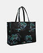 COACH®,TOTE 42 WITH HORSE AND CARRIAGE,cotton,Large,Black Copper/Black Navy Dino Palm,Angle View
