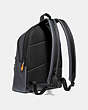 COACH®,ACADEMY BACKPACK IN COLORBLOCK,Leather,Large,Midnight Navy/Black Copper,Angle View