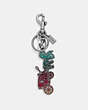 COACH®,HORSE AND CARRIAGE BAG CHARM,Metal Enamel,Silver/Multi,Front View