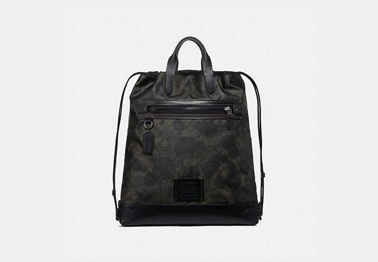 Academy Drawstring Backpack In Signature Canvas With Camo Print