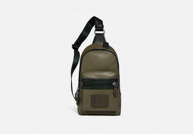 COACH®,ACADEMY PACK IN COLORBLOCK,Leather,Medium,Black Copper Finish/Light Olive,Front View