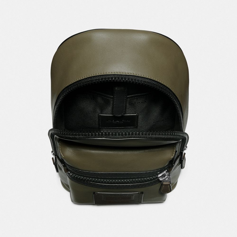 COACH®,ACADEMY PACK IN COLORBLOCK,Leather,Medium,Black Copper Finish/Light Olive,Inside View,Top View