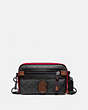 COACH®,ACADEMY CROSSBODY IN SIGNATURE CANVAS WITH COACH PATCH,Coated Canvas,Small,Black Copper/Charcoal,Front View