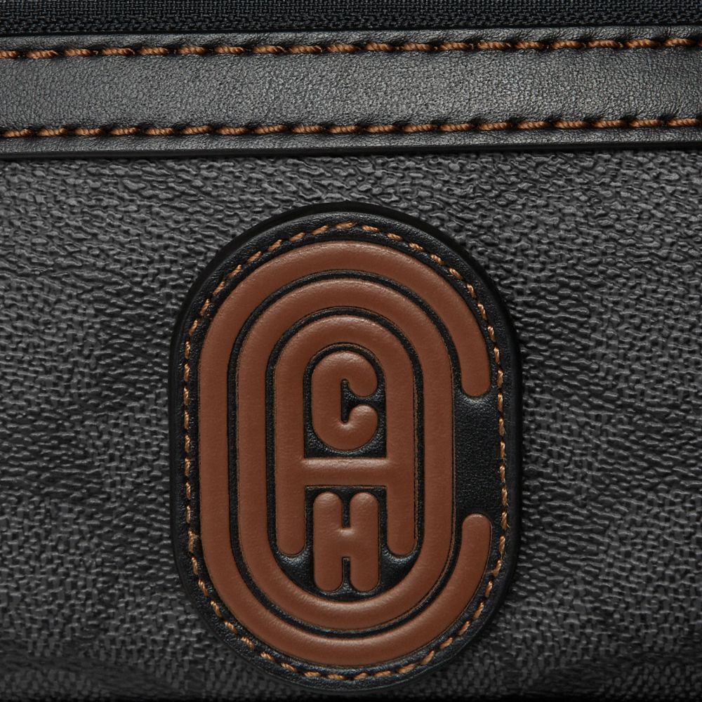 COACH®,Academy Crossbody In Signature Canvas With Coach Patch,,Closer View