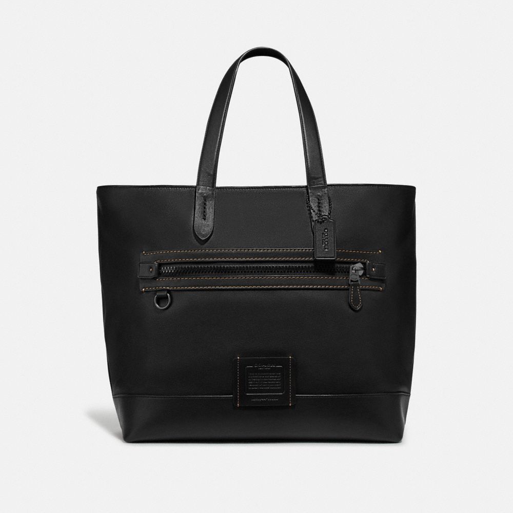 COACH®,ACADEMY TOTE,Leather,X-Large,Black Copper/Black,Front View