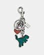 COACH®,REXY BAG CHARM,resin,Silver/Bright Turquoise,Front View