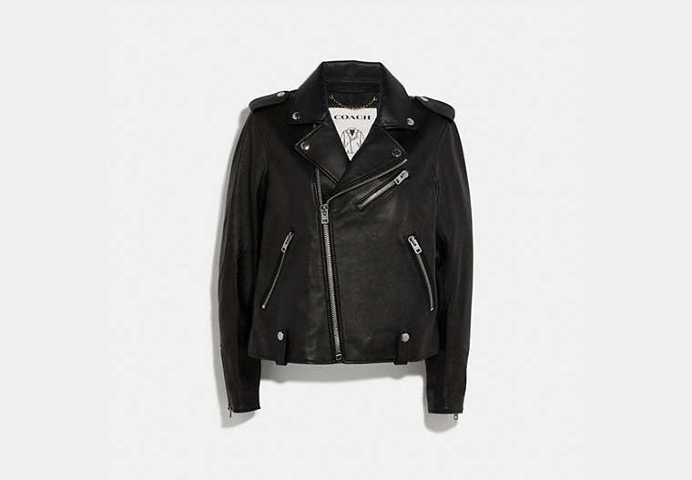 COACH®,MOTO JACKET,Smooth Leather,Black,Front View