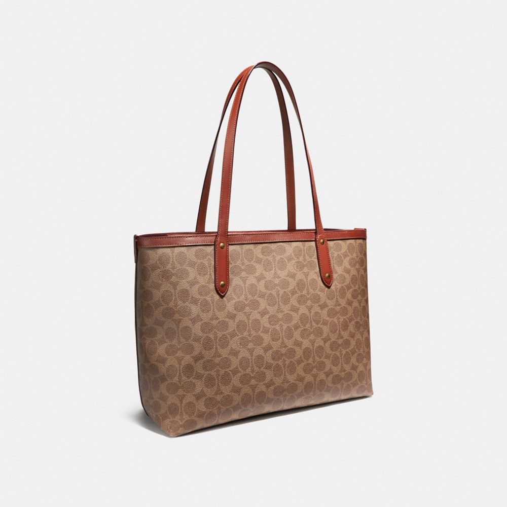 Coach, Bags, Coach Zip Top Tote In Signature Canvas