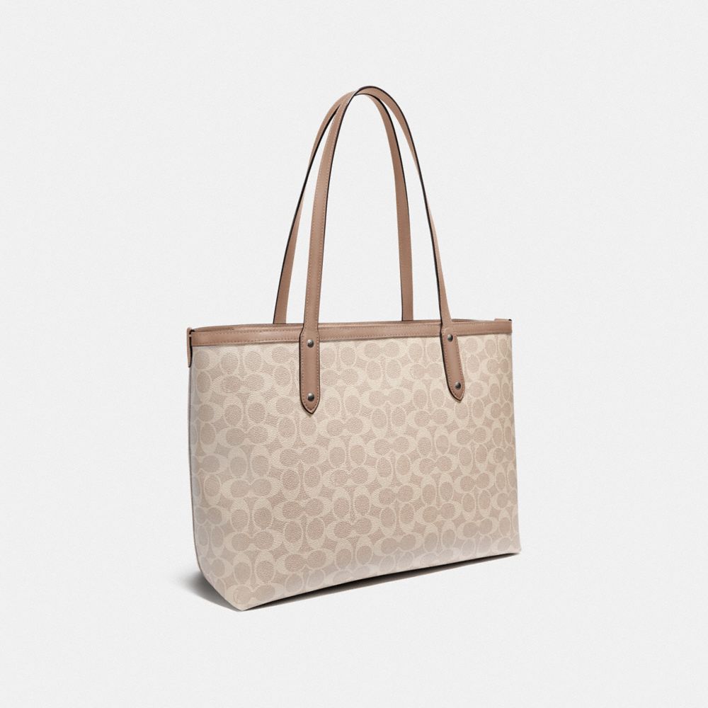 Central Tote With Zip In Signature Canvas