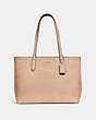 COACH®,CENTRAL TOTE WITH ZIP,Pebbled Leather,X-Large,Gold/Beechwood,Front View