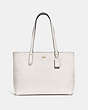 COACH®,CENTRAL TOTE WITH ZIP,Pebbled Leather,Large,Gold/Chalk,Front View