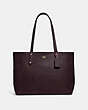 COACH®,CENTRAL TOTE WITH ZIP,Pebbled Leather,X-Large,Gold/Oxblood,Front View