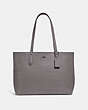 COACH®,CENTRAL TOTE WITH ZIP,Pebbled Leather,X-Large,Gunmetal/Heather Grey,Front View