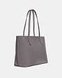 COACH®,CENTRAL TOTE WITH ZIP,Pebbled Leather,X-Large,Gunmetal/Heather Grey,Angle View